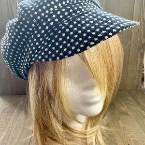 Hat| Beret Hat| Black & White Polka Dot Hat| Cute